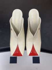 Uubags Chanrel Two-Tone Pointed Toe Mule Pumps In Red/White 9cm - 2