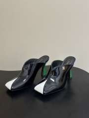 Uubags Chanrel Two-Tone Pointed Toe Mule Pumps In White/Black 9cm - 3