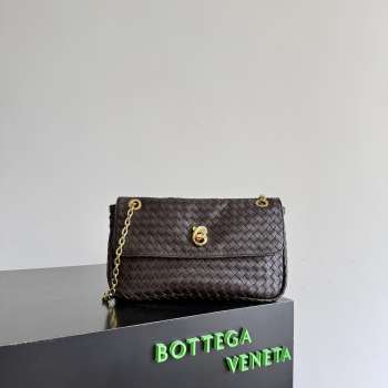 Uubags Bottega Veneta Madison Bag In Dark Brown Intrecciato Leather 27x16x6cm