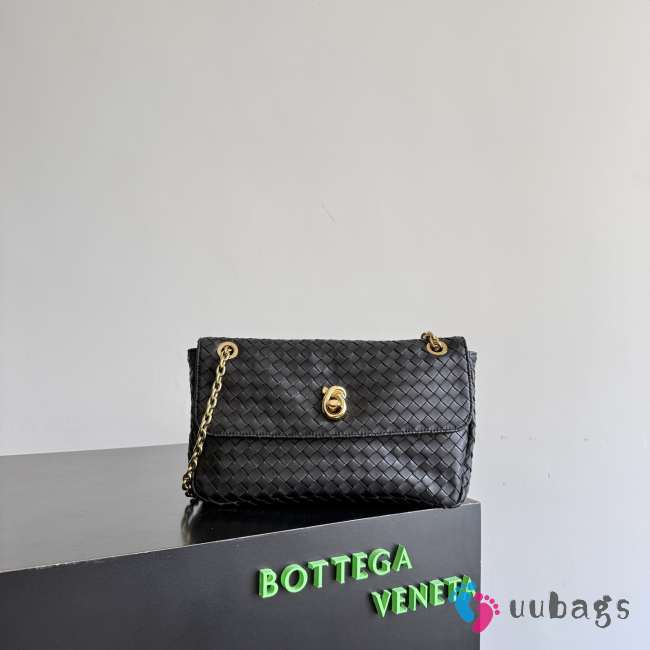 Uubags Bottega Veneta Madison Bag In Black Intrecciato Leather 27x16x6cm - 1