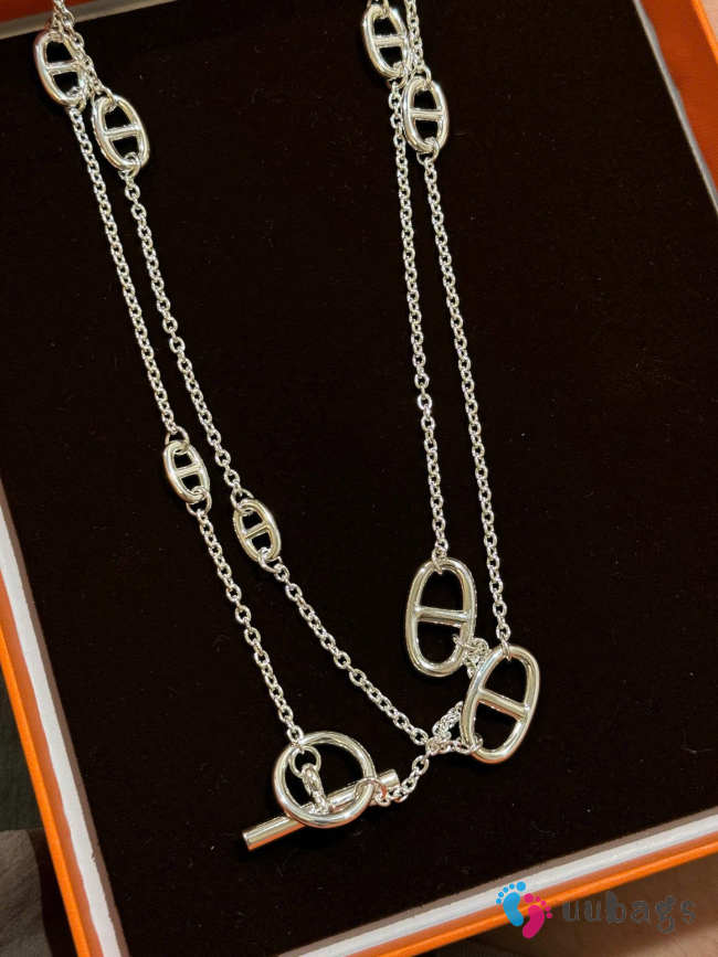 Uubags Hermes long necklace in sterling silver 120cm - 1