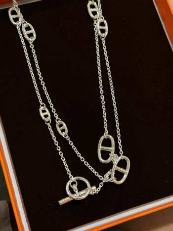 Uubags Hermes long necklace in sterling silver 120cm
