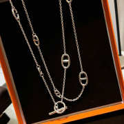 Uubags Hermes long necklace in sterling silver 120cm - 5