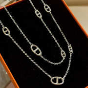 Uubags Hermes long necklace in sterling silver 120cm - 4