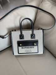 Uubags Burberry Mini Freya Tote In Black/Grey Canvas 23x8x19cm - 1
