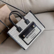 Uubags Burberry Mini Freya Tote In Black/Grey Canvas 23x8x19cm - 4