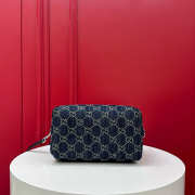 Uubags small boston bag with Gucci plaque in dark blue washed GG denim 20x12x11cm - 4