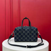 Uubags small boston bag with Gucci plaque in dark blue washed GG denim 20x12x11cm - 3