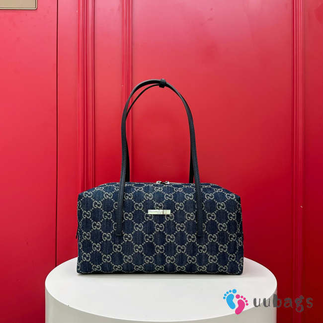 Uubags Gucci Melrose medium boston bag in dark blue washed GG denim 29x14x15cm - 1