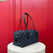 Uubags Gucci Melrose medium boston bag in dark blue washed GG denim 29x14x15cm - 6