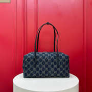 Uubags Gucci Melrose medium boston bag in dark blue washed GG denim 29x14x15cm - 5