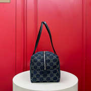 Uubags Gucci Melrose medium boston bag in dark blue washed GG denim 29x14x15cm - 3