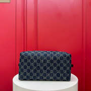 Uubags Gucci Melrose medium boston bag in dark blue washed GG denim 29x14x15cm - 2