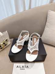 Uubags Alaia Fishnet Heel Sandals In White Patent Leather 5.5cm - 1