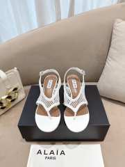 Uubags Alaia Fishnet Heel Sandals In White Patent Leather 5.5cm - 2