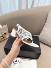 Uubags Alaia Fishnet Heel Sandals In White Patent Leather 5.5cm - 5