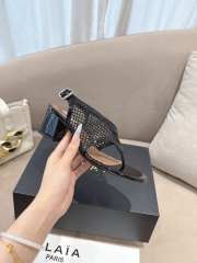 Uubags Alaia Fishnet Heel Sandals In Black Patent Leather 5.5cm - 6