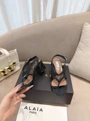 Uubags Alaia Fishnet Heel Sandals In Black Patent Leather 5.5cm - 4