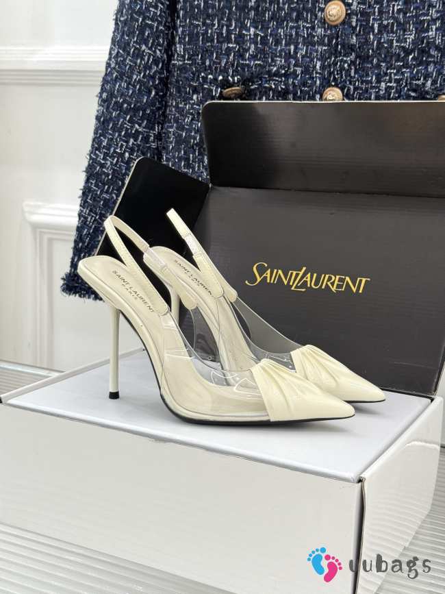 Uubags YSL Frida slingback leather pumps in white 10.5cm - 1