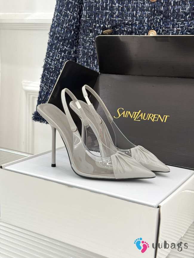 Uubags YSL Frida slingback leather pumps in grey 10.5cm - 1