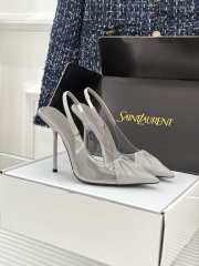 Uubags YSL Frida slingback leather pumps in grey 10.5cm - 1