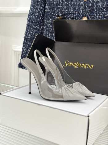 Uubags YSL Frida slingback leather pumps in grey 10.5cm