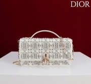 Uubags My Dior Mini Top Handle Bag in White Cannage Embroidery with Crystals 21x11.5x4cm - 1