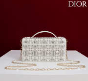 Uubags My Dior Mini Top Handle Bag in White Cannage Embroidery with Crystals 21x11.5x4cm - 3