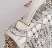 Uubags My Dior Mini Top Handle Bag in White Cannage Embroidery with Crystals 21x11.5x4cm - 2