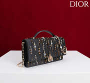 Uubags My Dior Mini Top Handle Bag in Black Cannage Embroidery with Crystals 21x11.5x4cm - 6