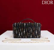 Uubags My Dior Mini Top Handle Bag in Black Cannage Embroidery with Crystals 21x11.5x4cm - 3