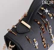 Uubags My Dior Mini Top Handle Bag in Black Cannage Embroidery with Crystals 21x11.5x4cm - 2