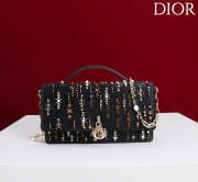 Uubags My Dior Mini Top Handle Bag in Black Cannage Embroidery with Crystals 21x11.5x4cm - 1