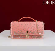 Uubags My Dior Mini Bag with Pink Crystal Embroidery 21x11.5x4cm - 1