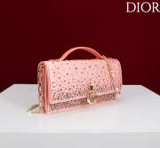 Uubags My Dior Mini Bag with Pink Crystal Embroidery 21x11.5x4cm - 5