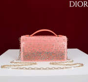 Uubags My Dior Mini Bag with Pink Crystal Embroidery 21x11.5x4cm - 4