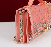 Uubags My Dior Mini Bag with Pink Crystal Embroidery 21x11.5x4cm - 2
