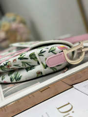 Uubags Dior Saddle Bag Floral Embroidery Pink/White 25.5x20x6.5cm - 2