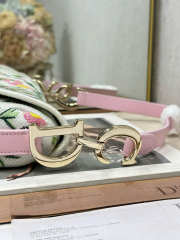 Uubags Dior Saddle Bag Floral Embroidery Pink/White 25.5x20x6.5cm - 3