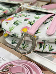 Uubags Dior Saddle Bag Floral Embroidery Pink/White 25.5x20x6.5cm - 5