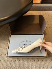 Uubags Prada leather slingback pumps in chalk white 5.5cm - 5