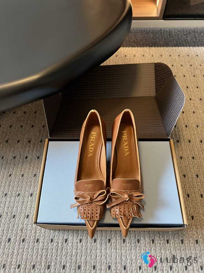Uubags Prada leather slingback pumps in brown 5.5cm - 1