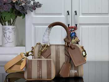 Uubags Louis Vuitton M27980 Speedy P9 Bandoulière 20 Bag Camel Washed Stripe Pattern 22x14x17.5cmc