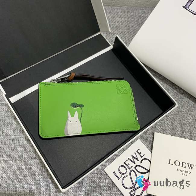 Uubags Loewe x Studio Ghibli Totoro Zip Card Holder Coin Purse In Green 13x7.5cm - 1