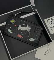 Uubags Loewe x Suna Fujita Calfskin Zipped Card Holder In Black 13x7.5cm - 5