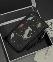 Uubags Loewe x Suna Fujita Calfskin Zipped Card Holder In Black 13x7.5cm - 4