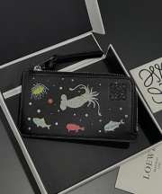 Uubags Loewe x Suna Fujita Calfskin Zipped Card Holder In Black 13x7.5cm - 2