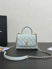 Uubags Chanel Mini Coco Handle Bag Caviar Leather In Baby Blue 13x19x9cm - 1