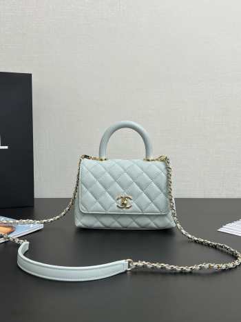 Uubags Chanel Mini Coco Handle Bag Caviar Leather In Baby Blue 13x19x9cm