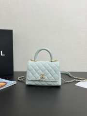 Uubags Chanel Mini Coco Handle Bag Caviar Leather In Baby Blue 13x19x9cm - 3